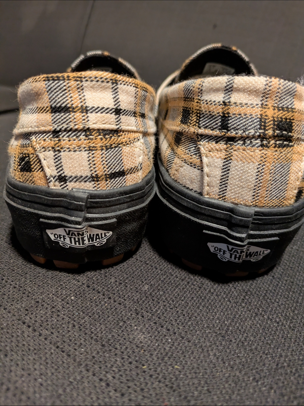 Vans Women’s Plaid Slip-On Loafers in Beige and Black - Picture 8 of 9